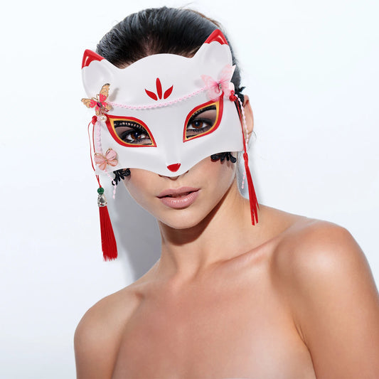 Fox Mask Half Face Masks for Adults White Party Use Plastic Fox Shape Masks Masquerade Costume Accessories Halloween Decor Party