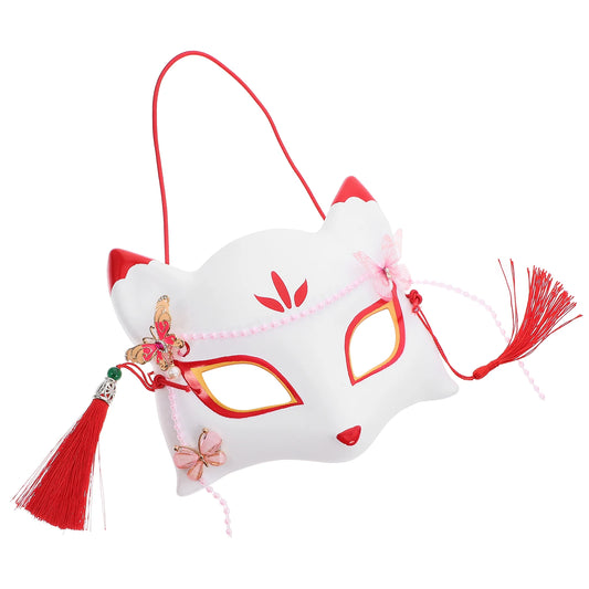Fox Mask Half Face Masks for Adults White Party Use Plastic Fox Shape Masks Masquerade Costume Accessories Halloween Decor Party